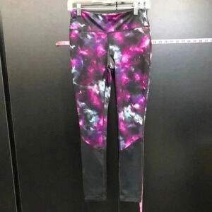 Ideology High Waist,full length athletic leggings, pink/black tie dye